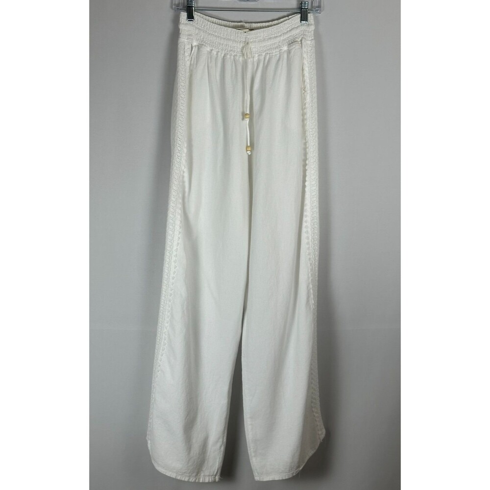 Seaspice Resort Wear Beachy White Wide Leg Pants Sz XL Womens Peruvian Cotton